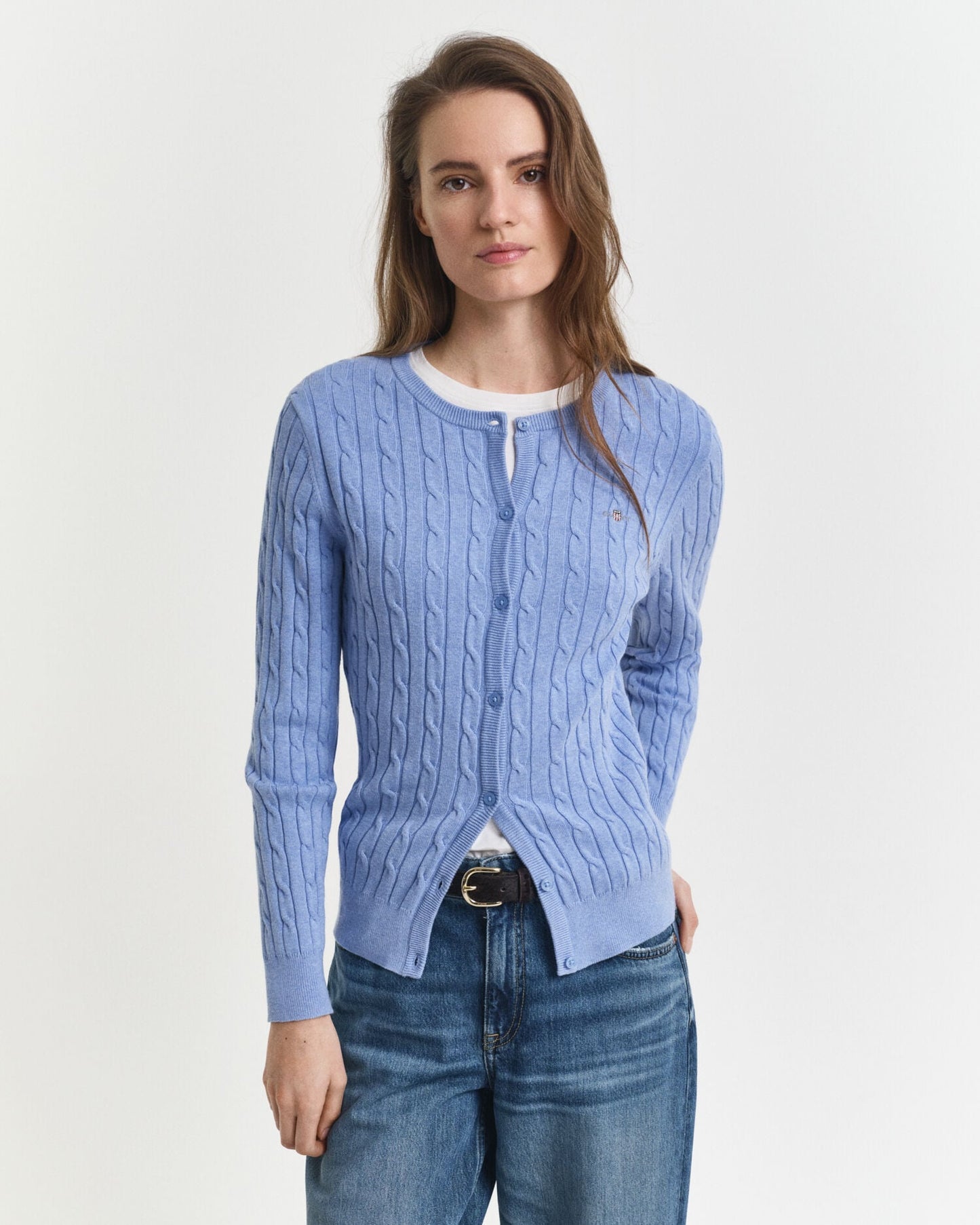 Cardigan aus Stretch-Baumwolle mit Zopfmuster