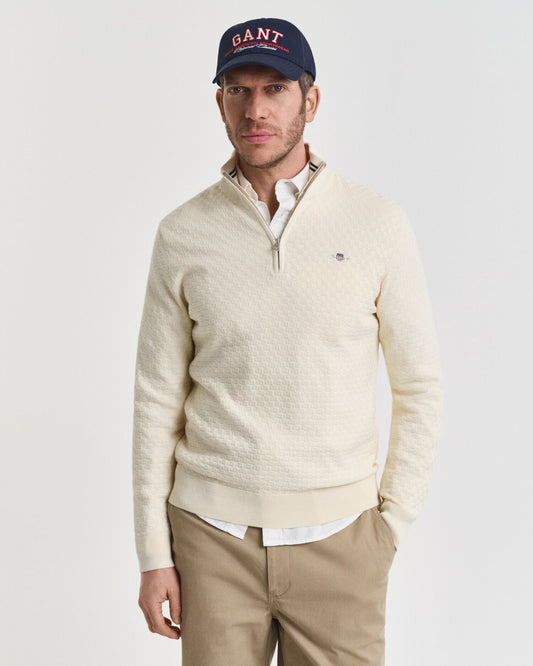 Pull demi-zippé microtexturé