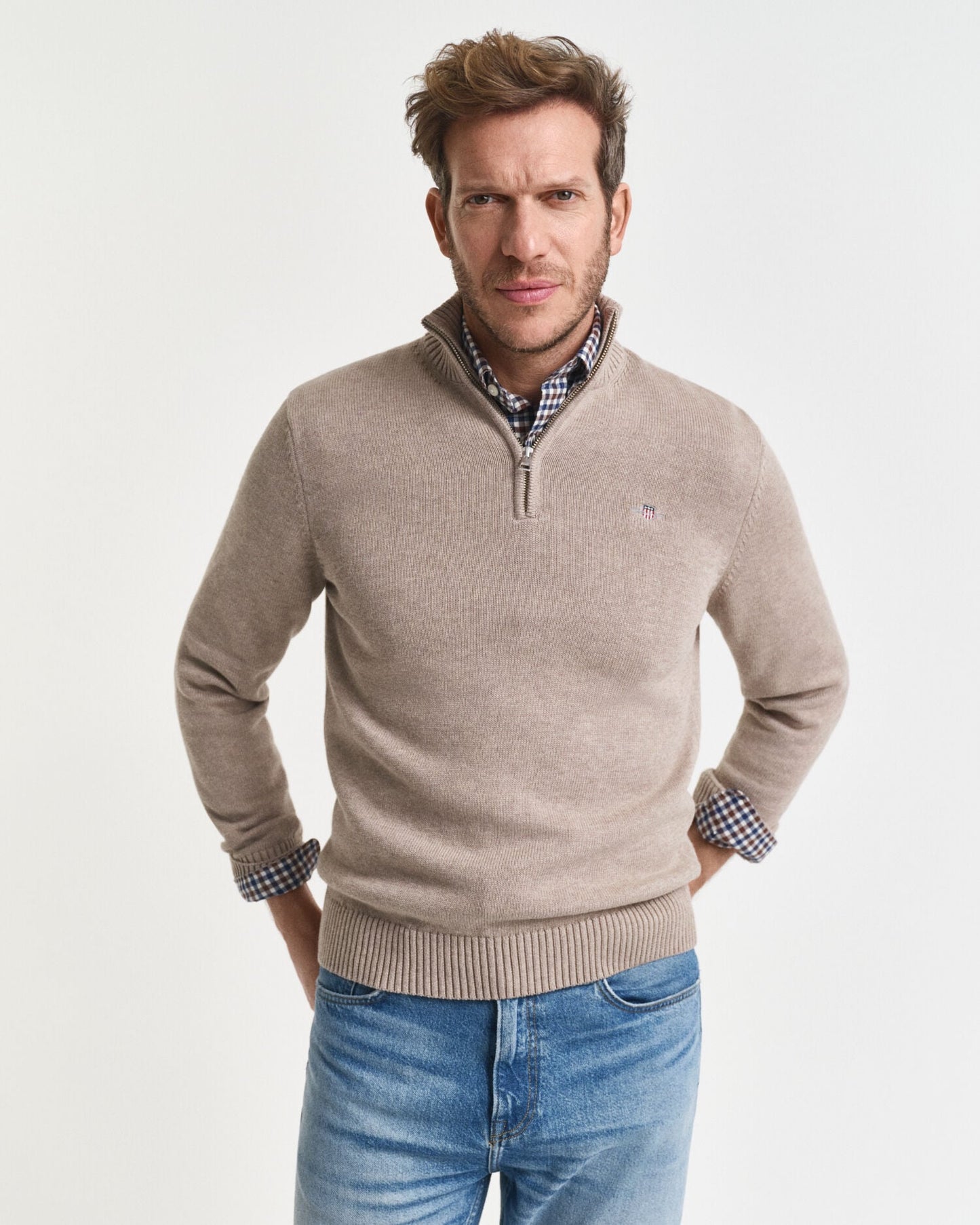 Freizeit-Baumwoll-Half-Zip-Pullover