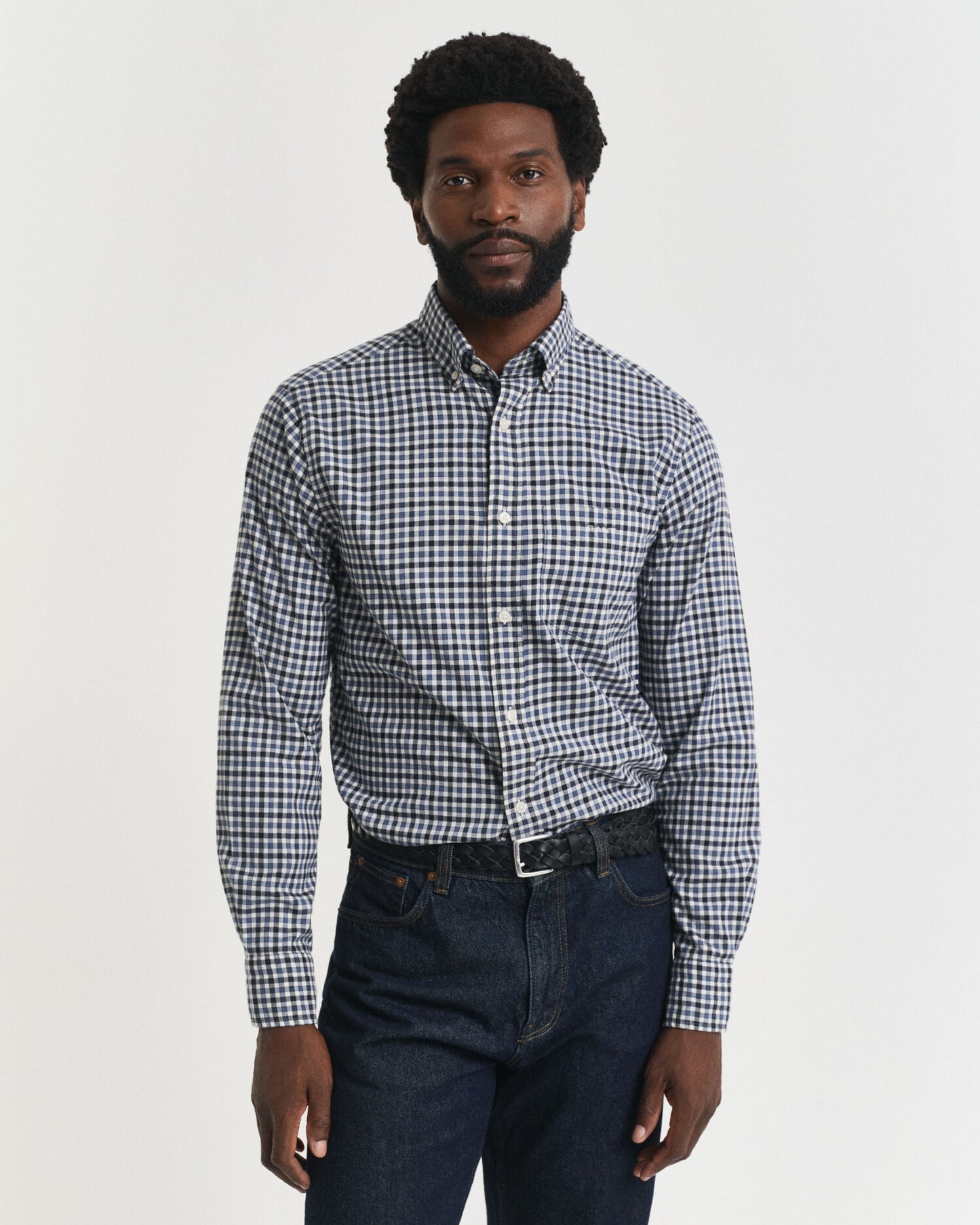 Chemise en sergé vichy coupe droite