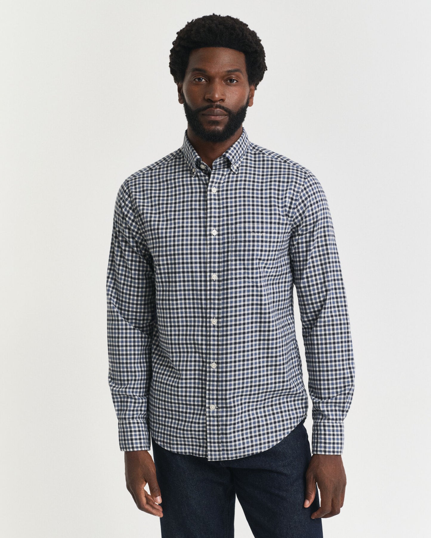Chemise en sergé vichy coupe droite