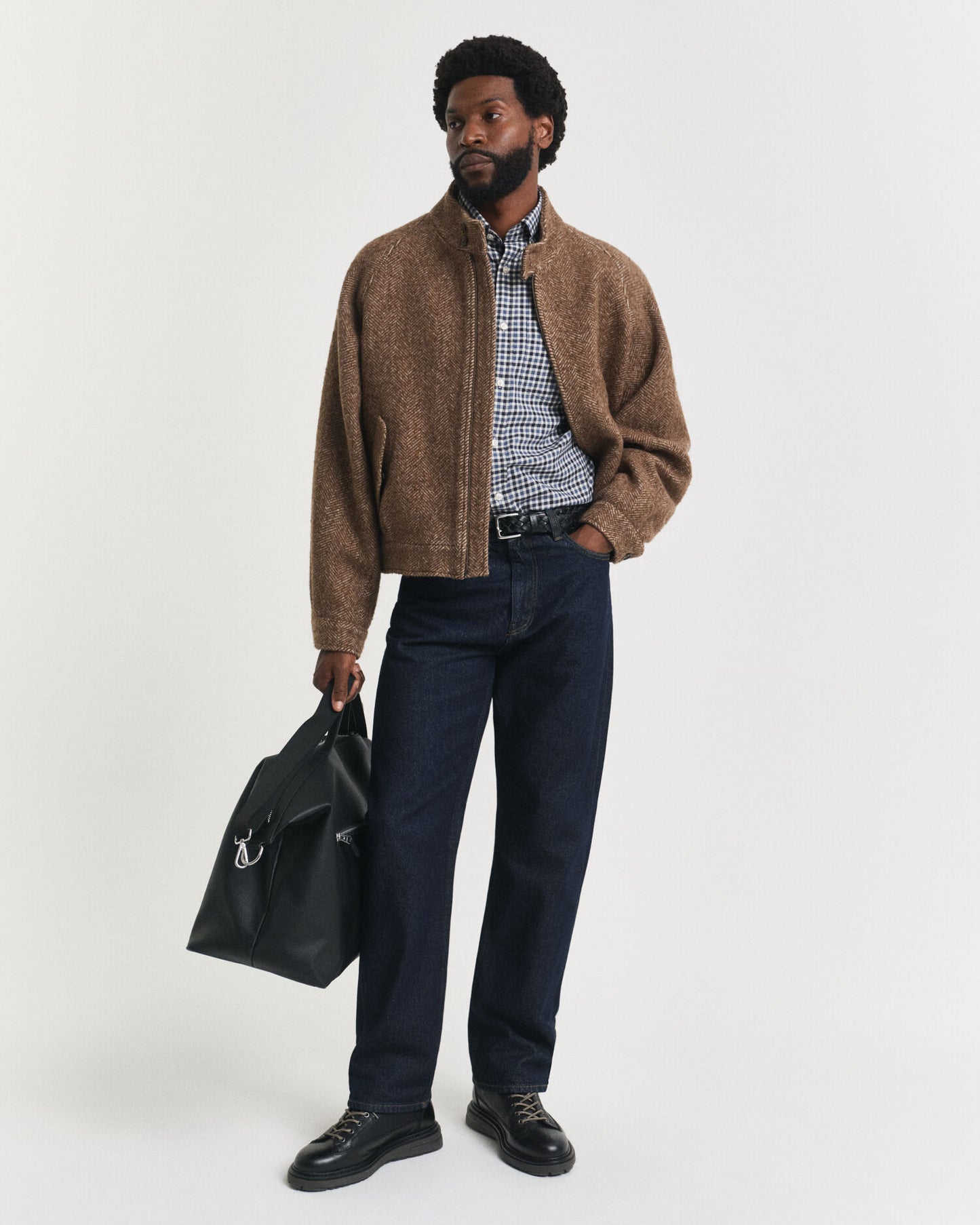Chemise en sergé vichy coupe droite