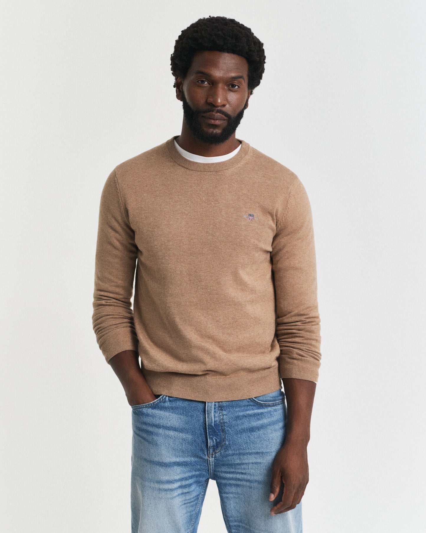 Klassischer Rundhals-Pullover aus Baumwolle