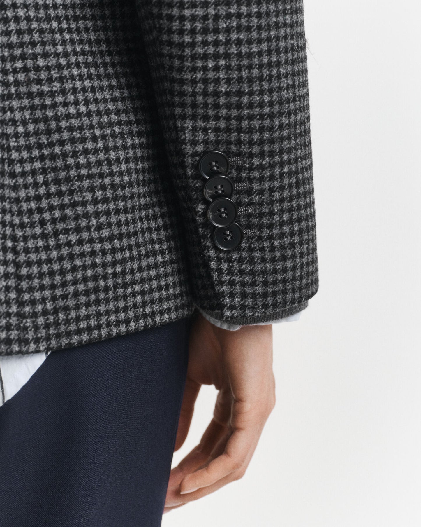 Regulär geschnittener Blazer aus Wolle mit Hahnentrittmuster