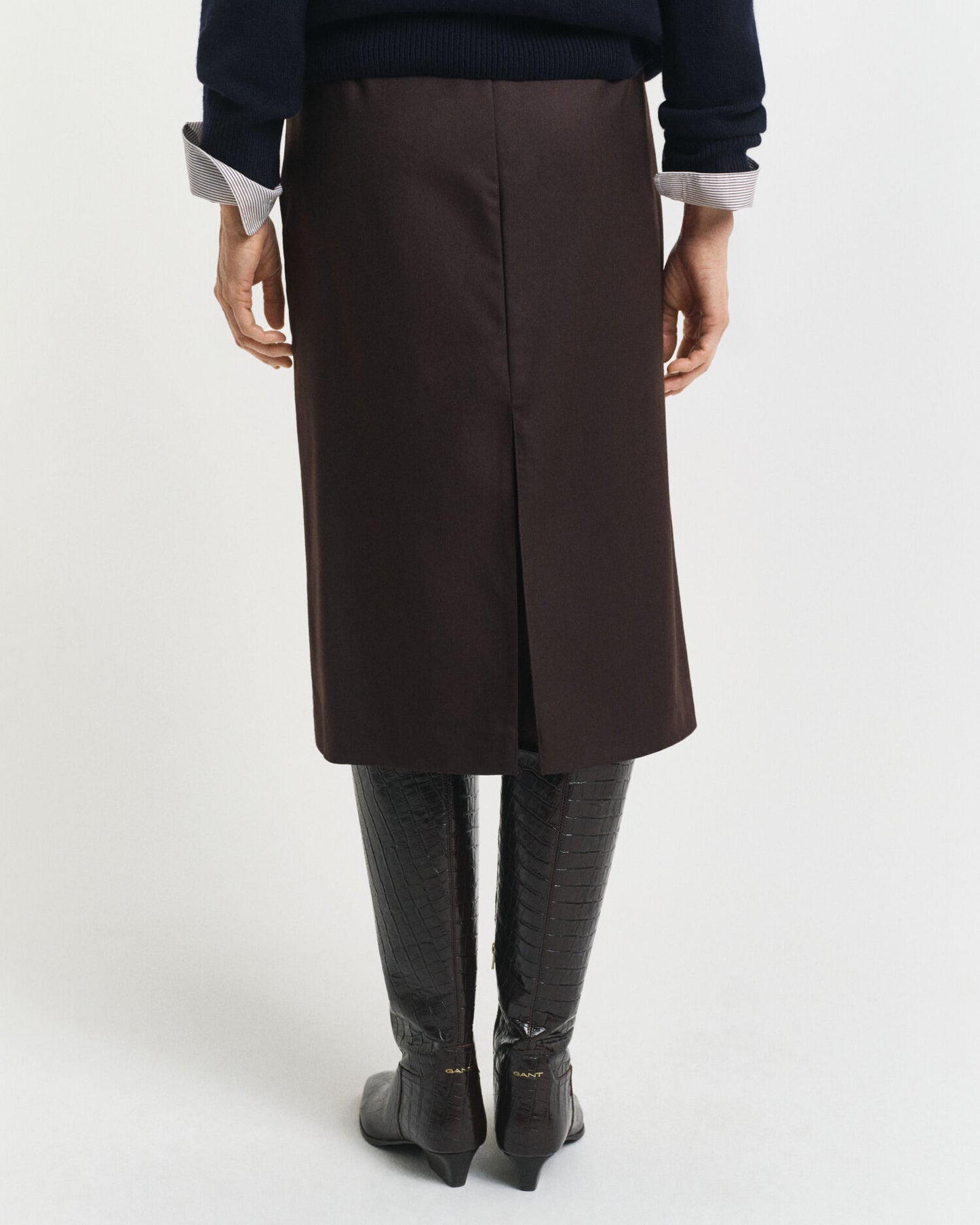 Jupe crayon midi en mélange de laine