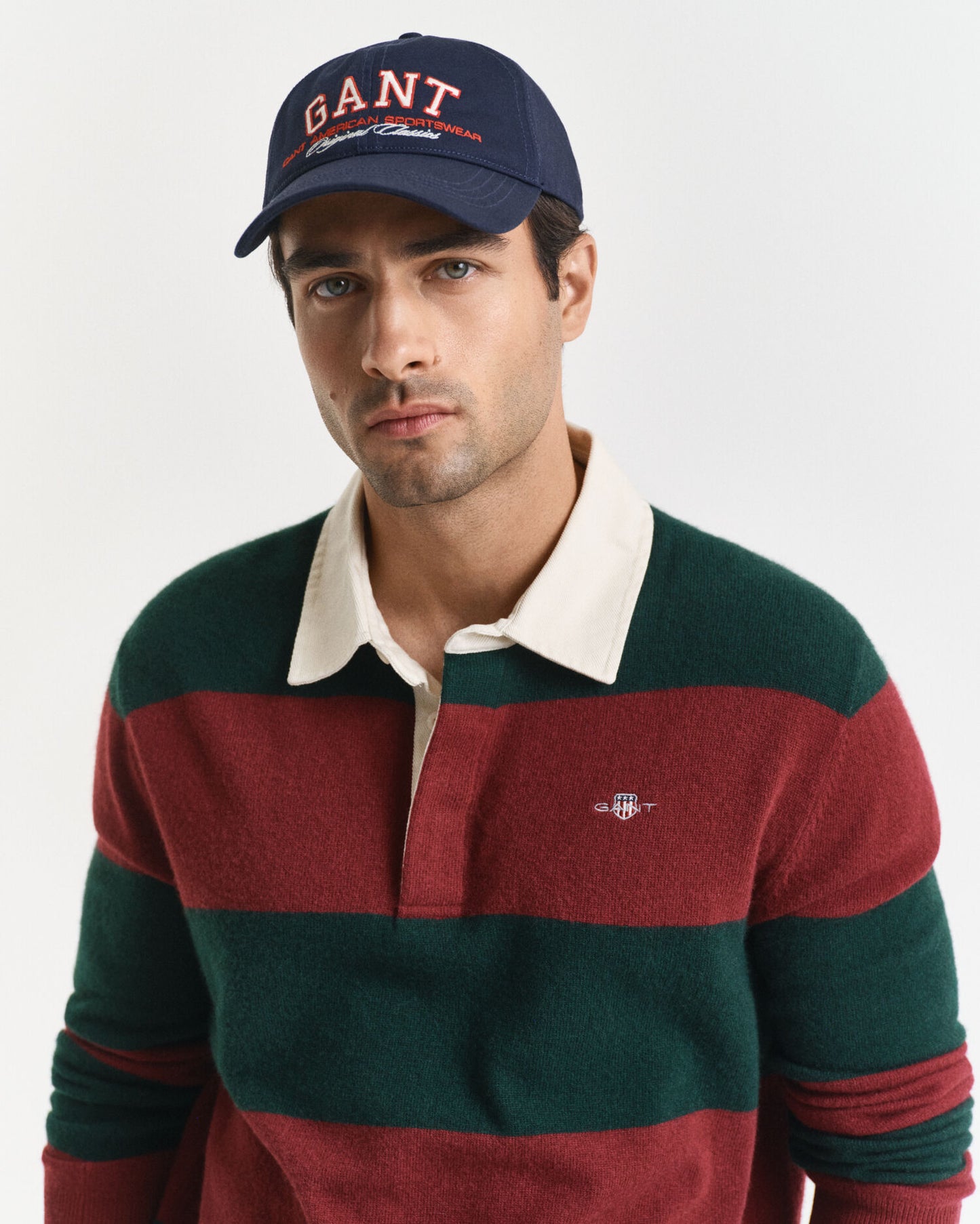 Gestreifter Extrafeiner Lambswool Rugger Pullover