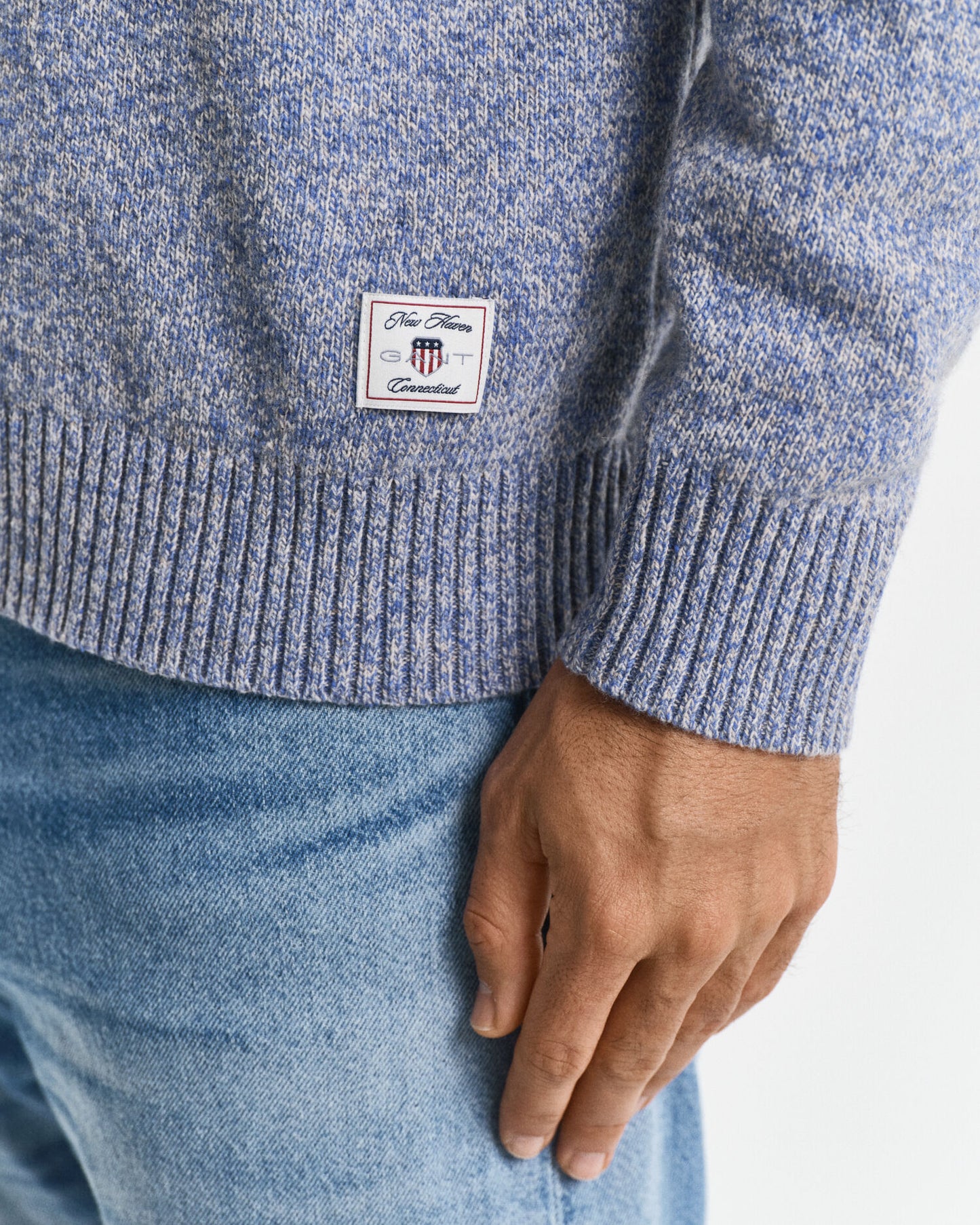 Pullover aus Wollmischung mit Mouliné-Rundhalsausschnitt
