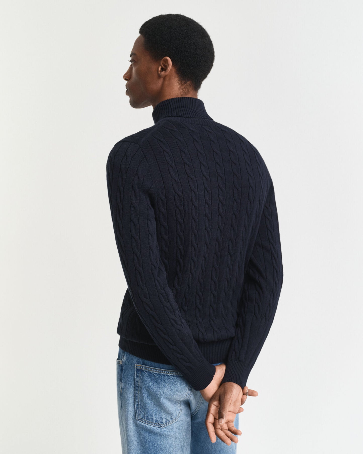 Baumwoll-Zopfstrick-Rollkragenpullover