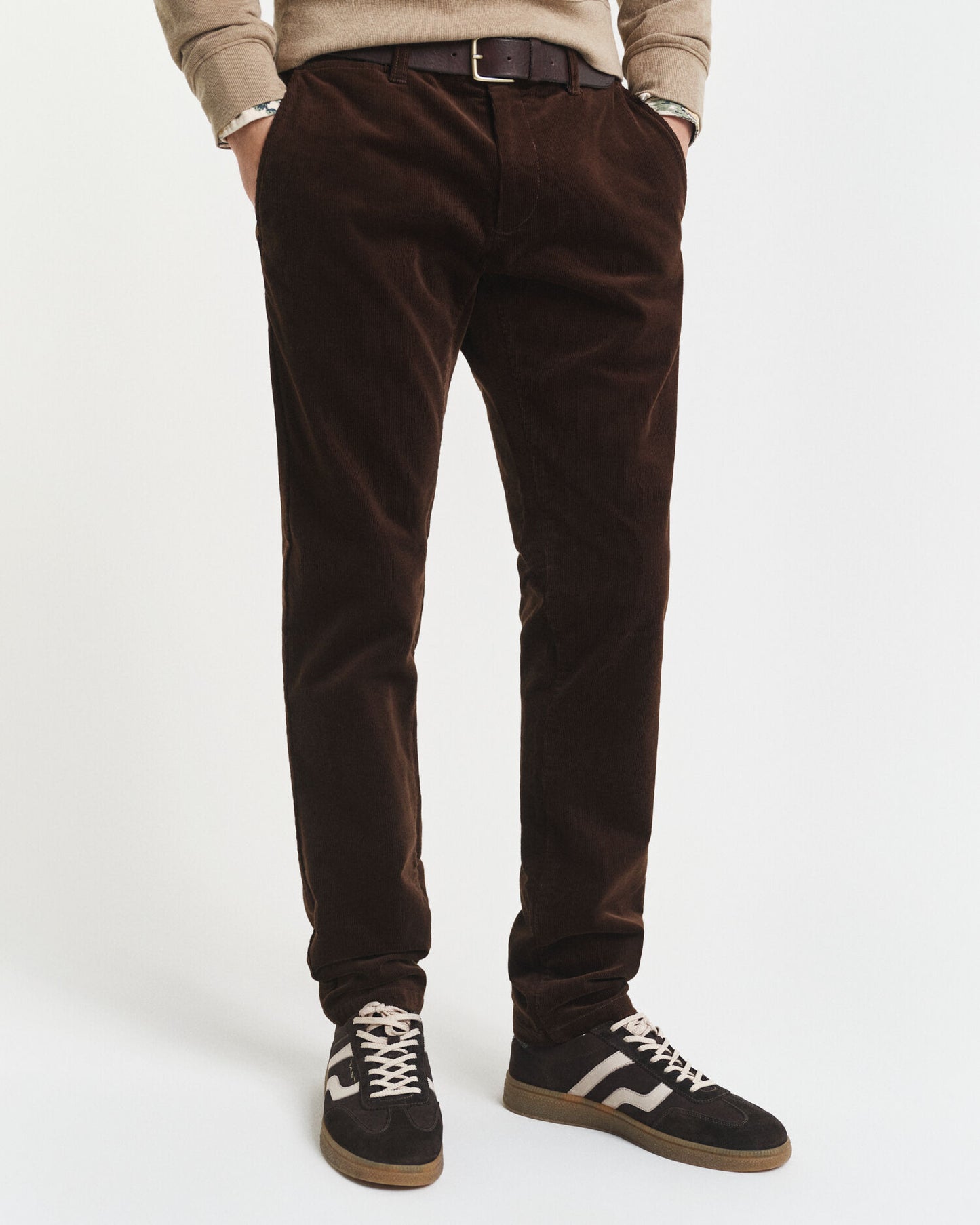 Pantalon Chino en Coton Côtelé Coupe Ajustée