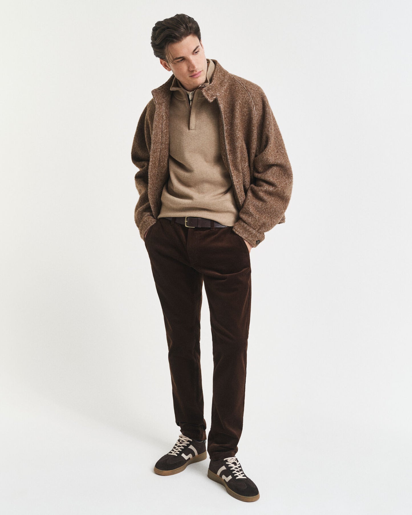 Pantalon Chino en Coton Côtelé Coupe Ajustée