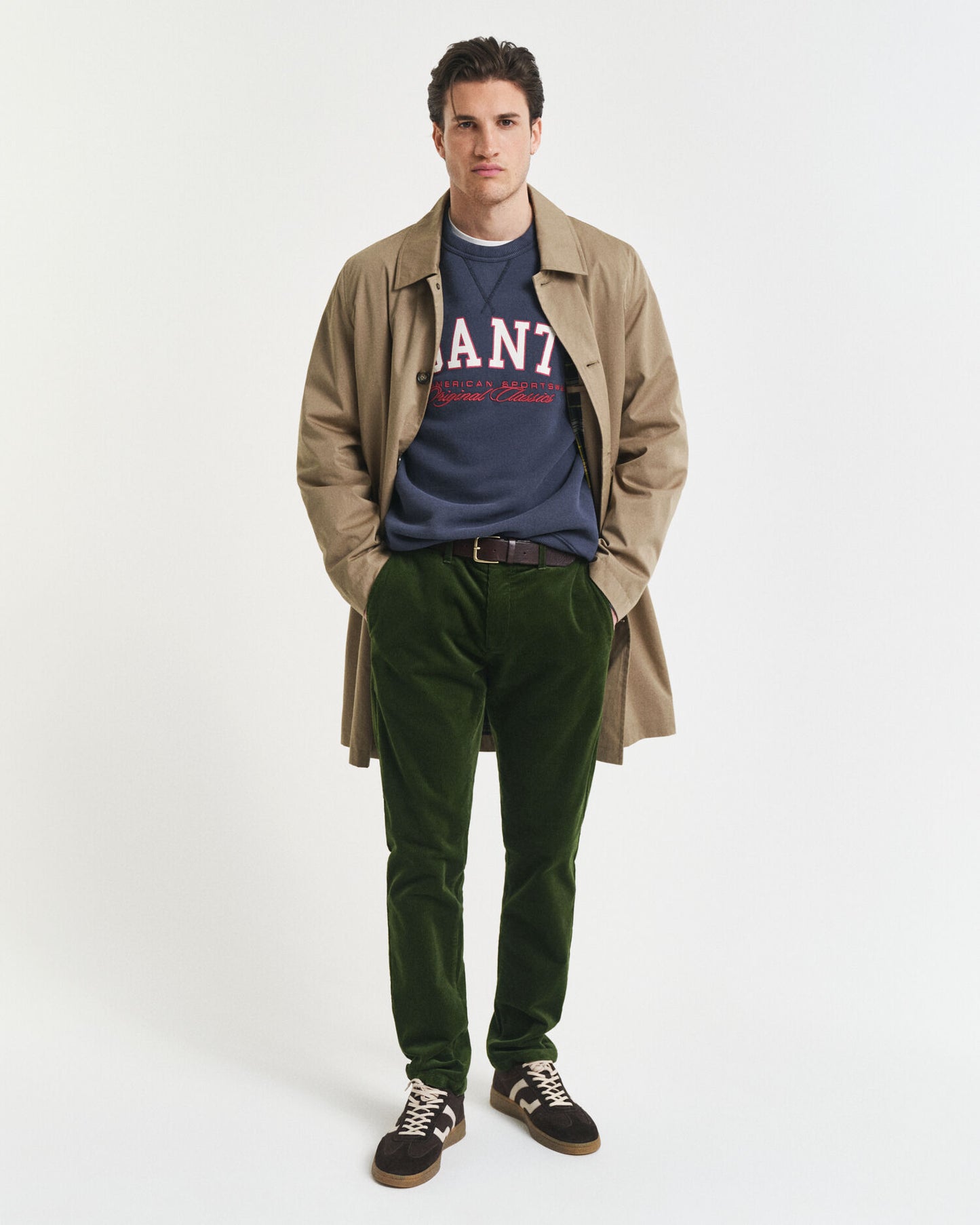 Pantalon Chino en Coton Côtelé Coupe Ajustée