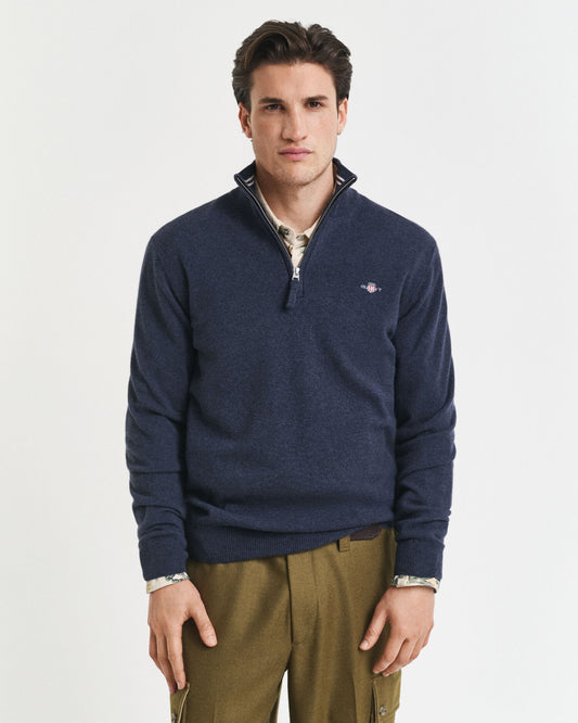 Pull mi-zippé en agneau de première qualité