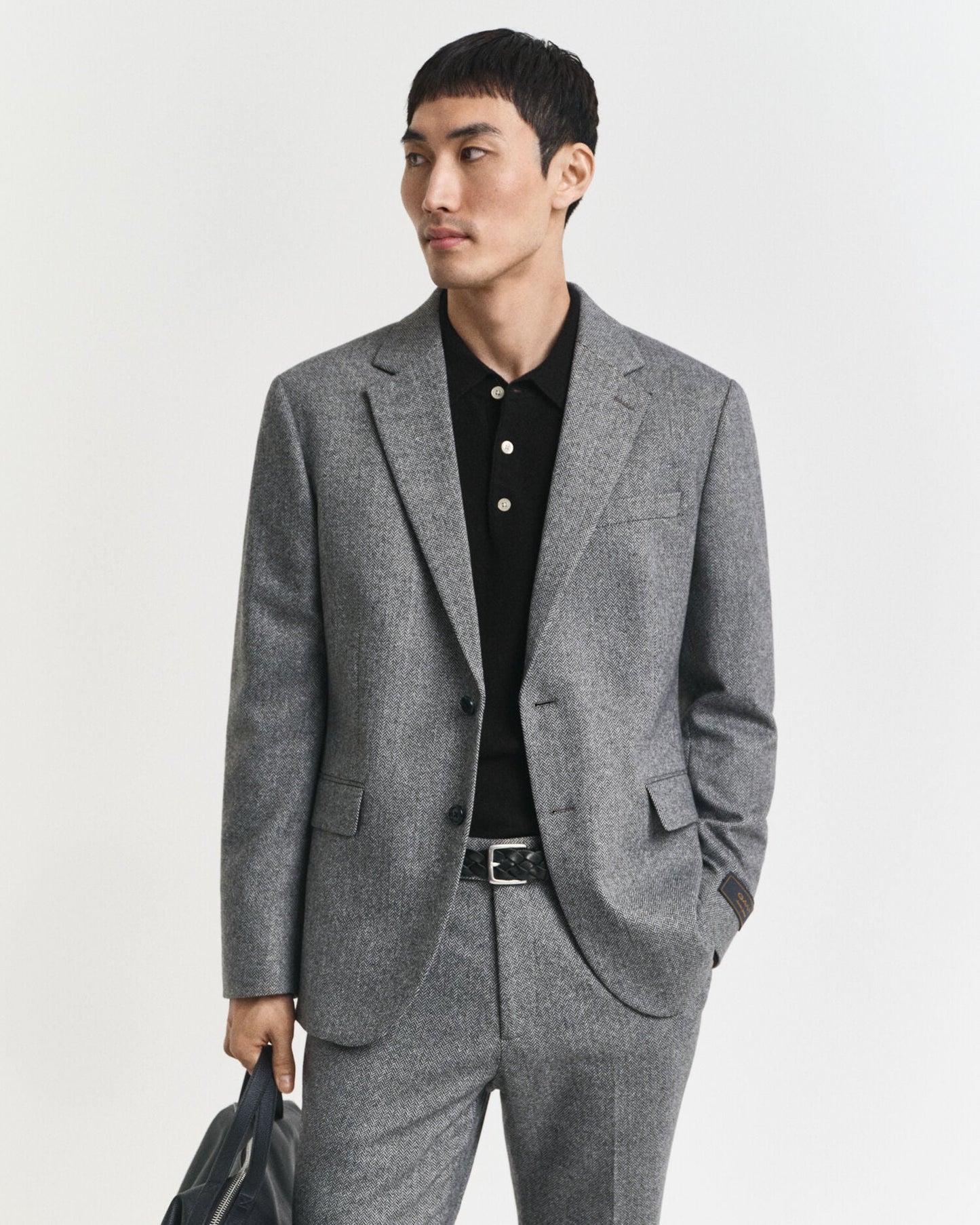 Veste de costume ajustée en flanelle à chevrons