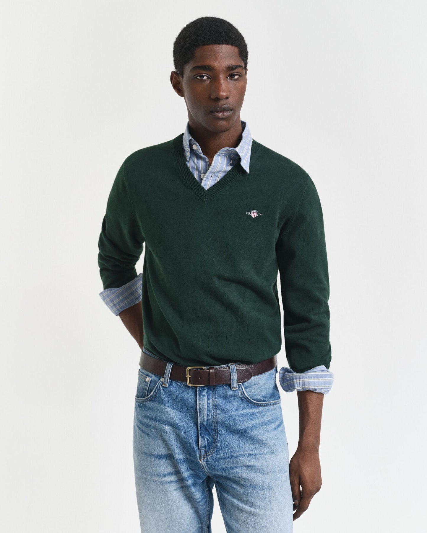 Chandail col en V classique en coton