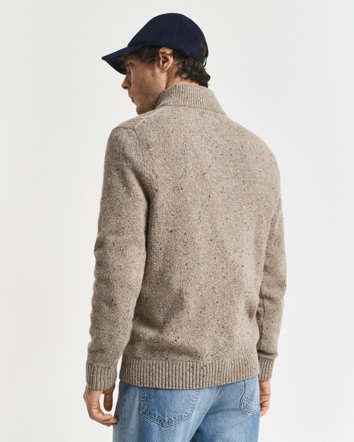 Pull mi-boutonné en laine mélangée texturée