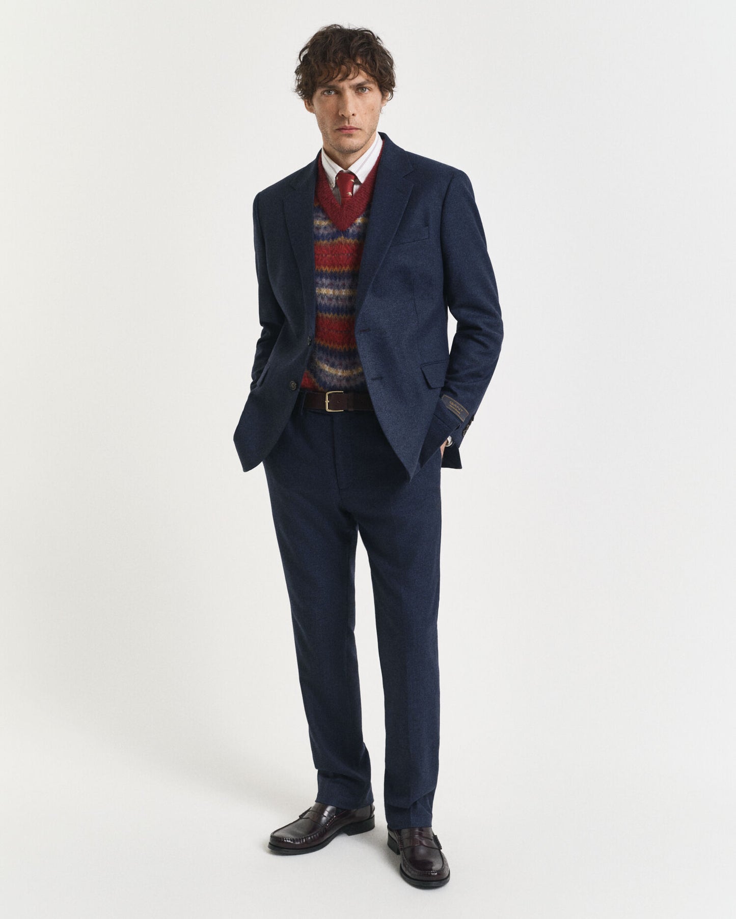 Veste de costume ajustée en flanelle à chevrons
