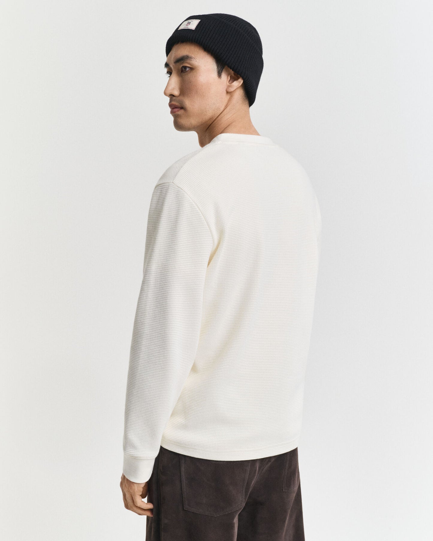 Langärmeliges Henley-T-Shirt mit Waffelstruktur
