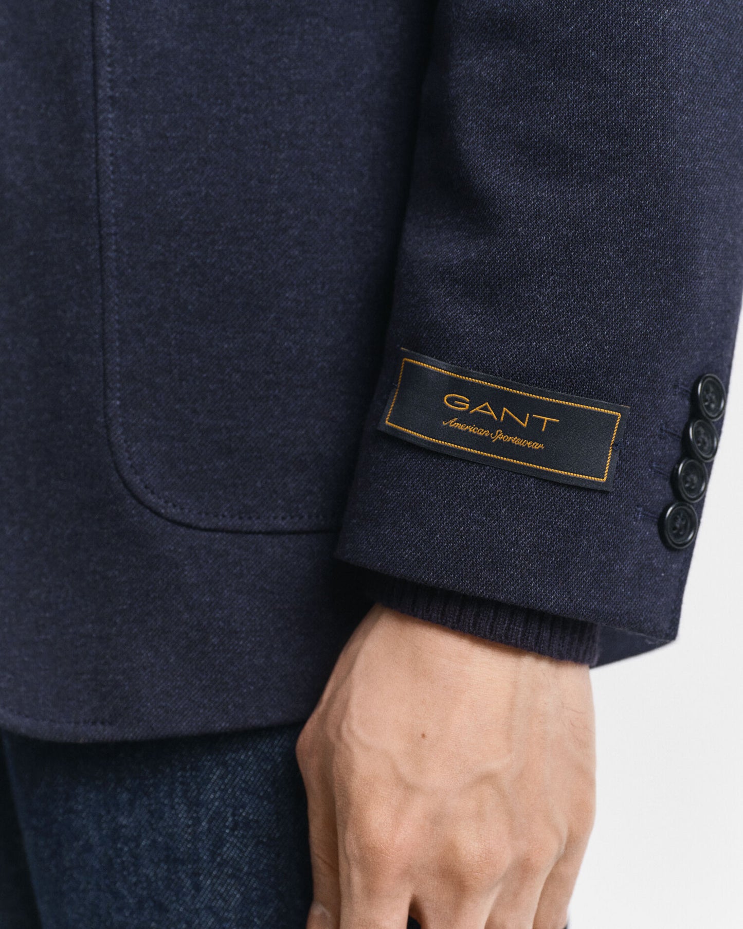 Slim Fit Zweifarbiger Jersey-Piqué-Blazer