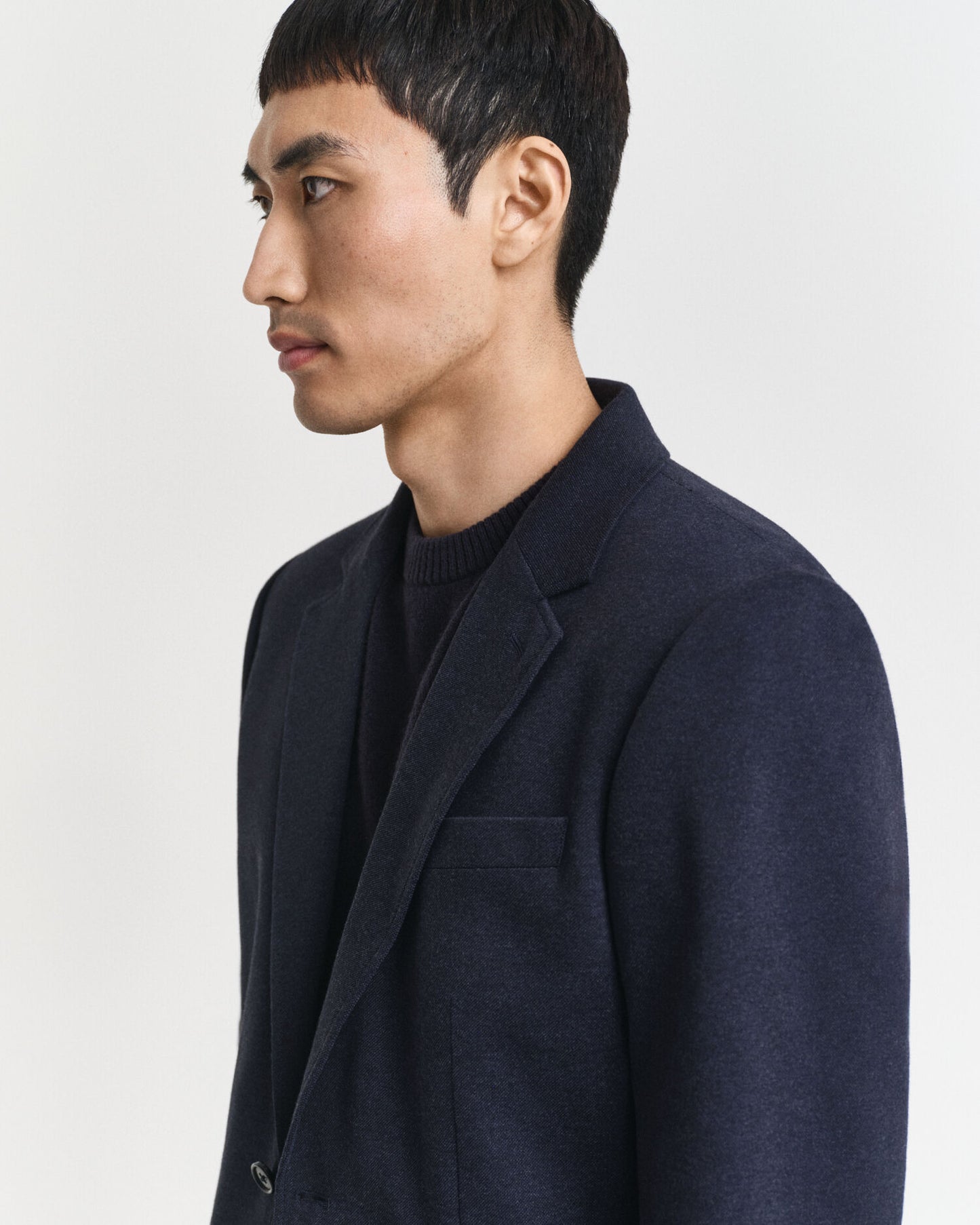 Slim Fit Zweifarbiger Jersey-Piqué-Blazer