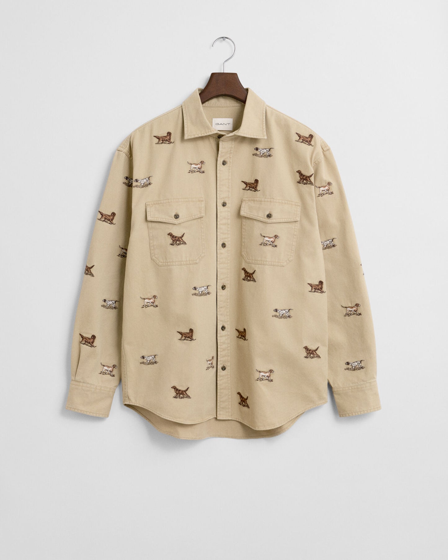 Leger geschnittenes Twill-Hemd mit Stickerei