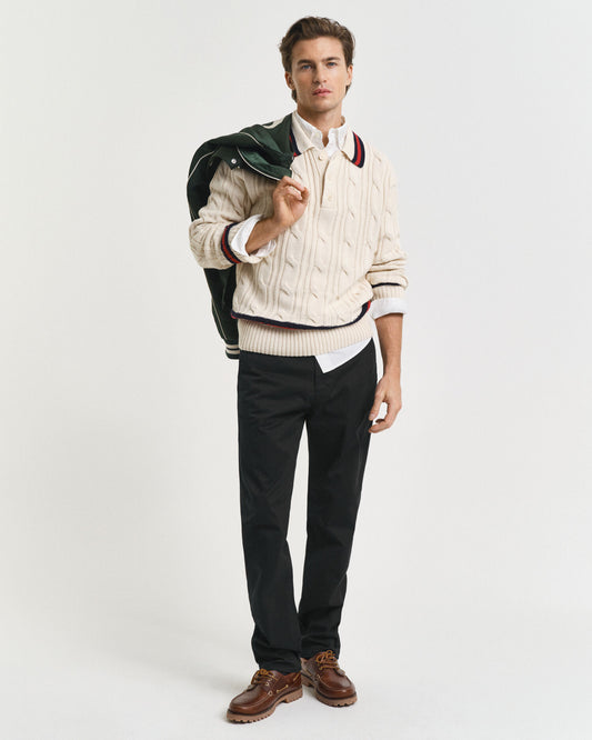 Pantalon chino en sergé coupe droite